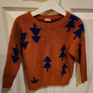 Stem Orange Sweater with Blue Tree Design Kids Size 3